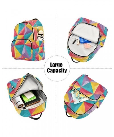 Mini Backpack Colorful Geometric Shapes Fashion Backpack Purse for Women,Handbag Shoulder Bag Casual Daypack, Ladies Gift for...