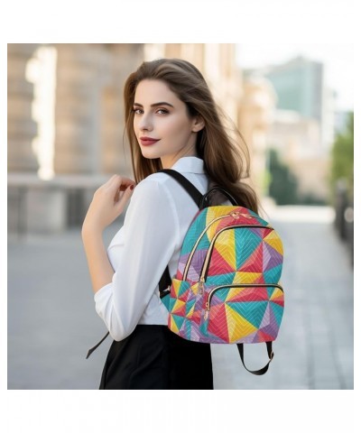 Mini Backpack Colorful Geometric Shapes Fashion Backpack Purse for Women,Handbag Shoulder Bag Casual Daypack, Ladies Gift for...