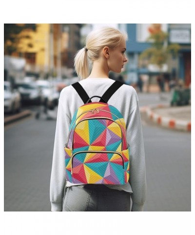 Mini Backpack Colorful Geometric Shapes Fashion Backpack Purse for Women,Handbag Shoulder Bag Casual Daypack, Ladies Gift for...