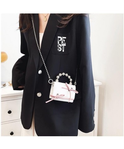 Niche design Bag Bow Mini chain Cute and sweet handbag Shoulder bag Crossbody bag for men and women White $14.55 Crossbody Bags