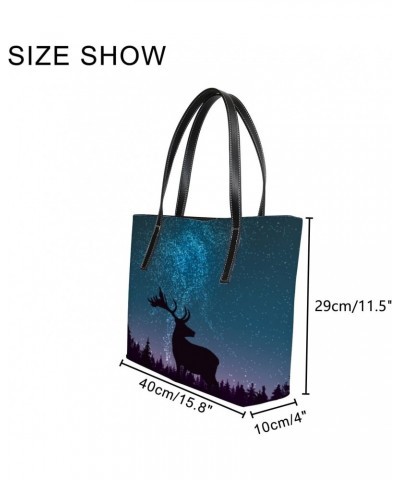 Shoulder Bag Tote Bags for Women Leather Starry Sky Deer Shopper Work Handbags Large Casual Bag $26.31 Totes