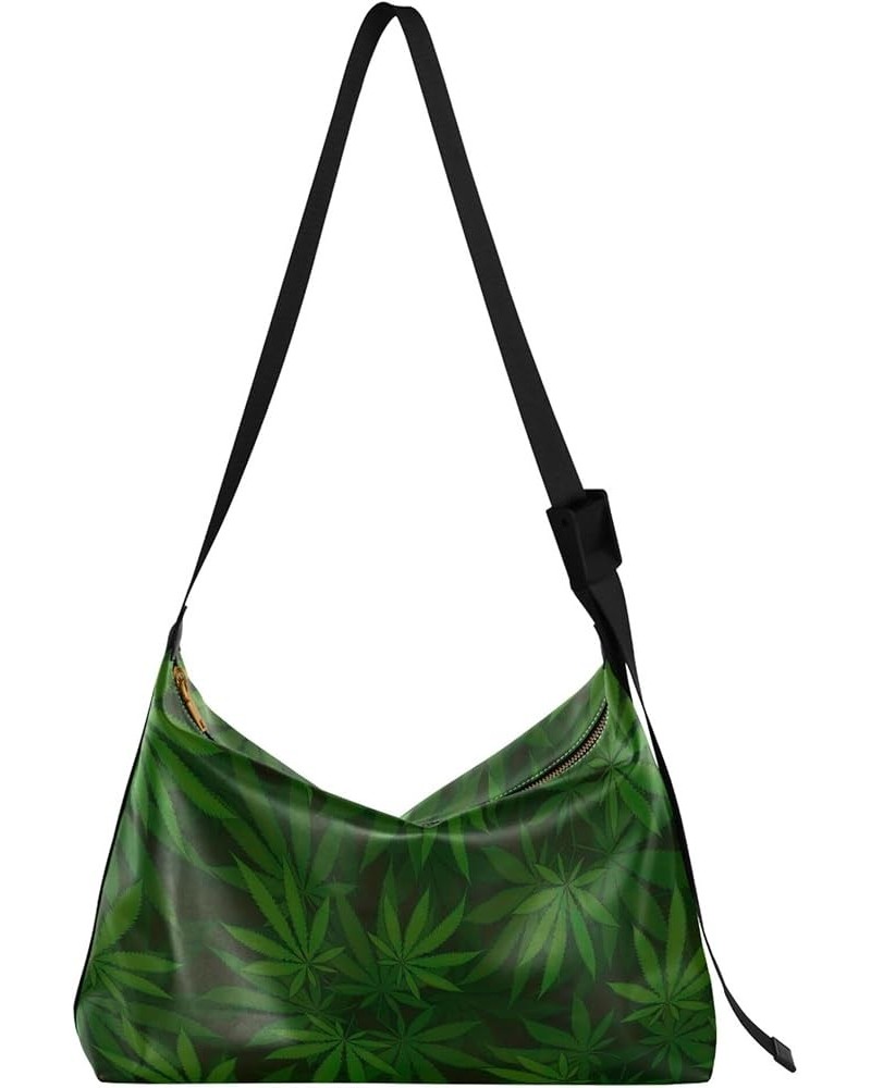 Flamingo Banana Leaf Hobo Leather Purses for Women Large Cross Body Purses Aesthetic Leaf Print Women's Shoulder Bag Banana L...