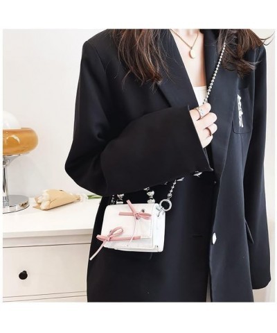 Niche design Bag Bow Mini chain Cute and sweet handbag Shoulder bag Crossbody bag for men and women White $14.55 Crossbody Bags