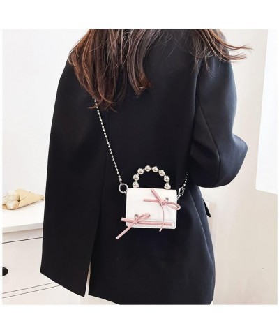 Niche design Bag Bow Mini chain Cute and sweet handbag Shoulder bag Crossbody bag for men and women White $14.55 Crossbody Bags