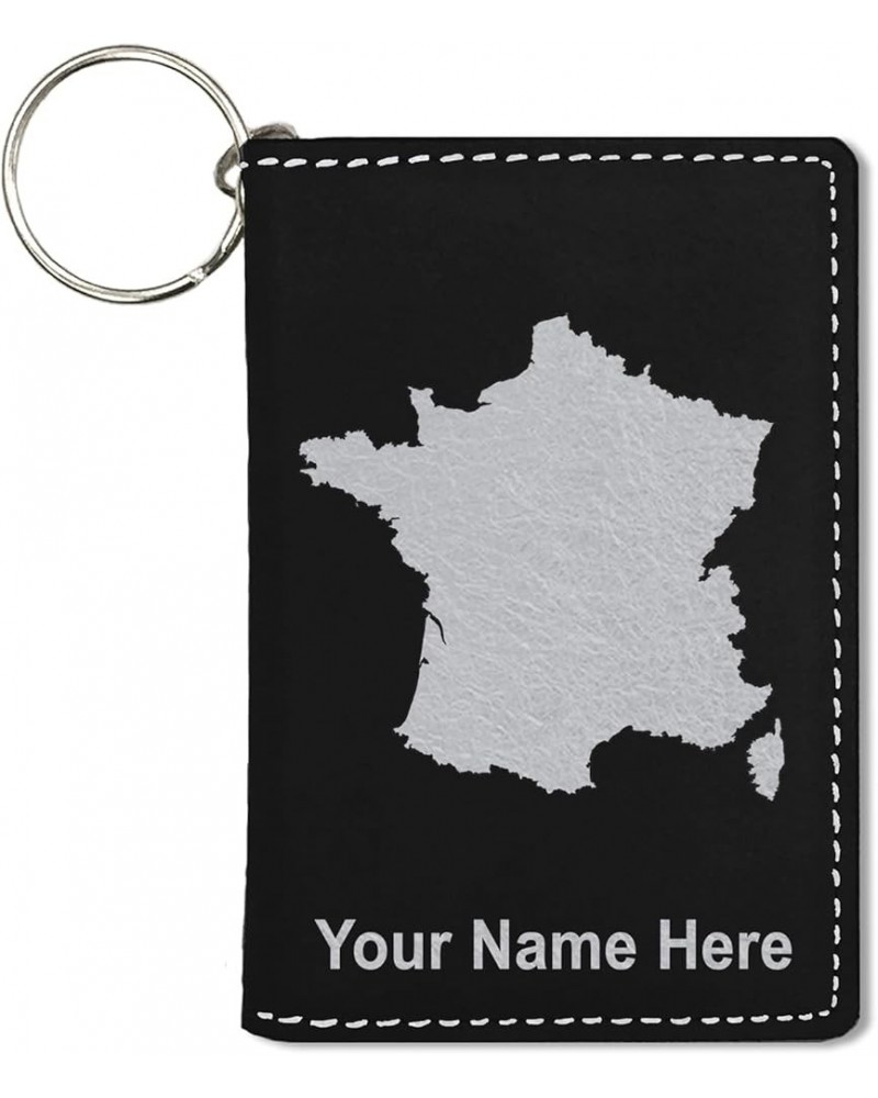 ID Holder Wallet, Country Silhouette France, Personalized Engraving Included (Black with Silver) Black with Silver $14.00 Wal...