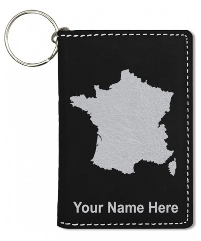 ID Holder Wallet, Country Silhouette France, Personalized Engraving Included (Black with Silver) Black with Silver $14.00 Wal...