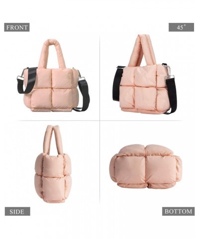 Puffer Tote Bag, Small Puffy Bags for Women Lightweight Down-Filled Crossbody Quilted Tote Bag Shoulder Handbags Purse A-pink...