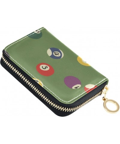 Pool Billiard Game Small Card Wallet Womens Riskfree RFID Wallet Leather Zipper Pocket Wallet for Work $11.59 Wallets