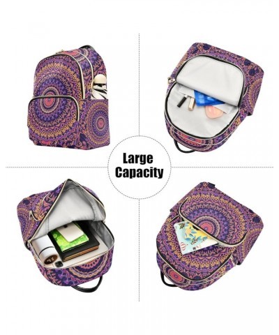 Colorful Green Paisley Print Quilted Backpacks Backpack Purse for Women Small Size Small Travel Purse Colorful Symmetrical Pu...