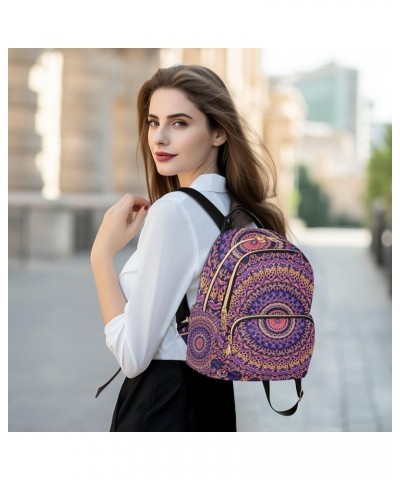 Colorful Green Paisley Print Quilted Backpacks Backpack Purse for Women Small Size Small Travel Purse Colorful Symmetrical Pu...