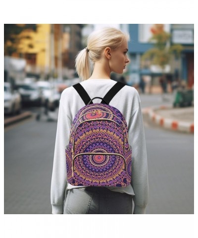 Colorful Green Paisley Print Quilted Backpacks Backpack Purse for Women Small Size Small Travel Purse Colorful Symmetrical Pu...