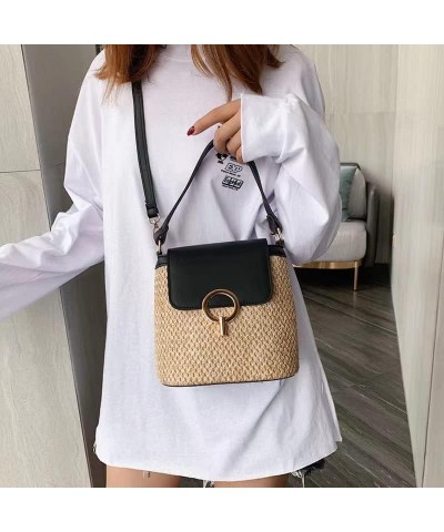 Round Straw Bag Large Woven Women Light Crossbody Bag Summer Beach Tote Handbags Handle Shoulder Bag (Color : Large) P $13.55...