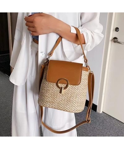 Round Straw Bag Large Woven Women Light Crossbody Bag Summer Beach Tote Handbags Handle Shoulder Bag (Color : Large) P $13.55...