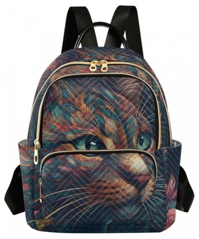 Medium Fashion Backpack for Women Ethnic Floral Cat Print Ladies Travel Daypack Aesthetic Shoulder Bag 10.2×5.1×12.5 IN $18.7...