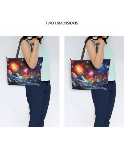 Women Tote Bags Space Planet Top Handle Satchel Handbags Shoulder Bag for Shopping 20848194 Planet $9.45 Satchels