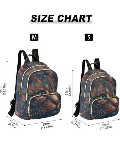 Medium Fashion Backpack for Women Ethnic Floral Cat Print Ladies Travel Daypack Aesthetic Shoulder Bag 10.2×5.1×12.5 IN $18.7...