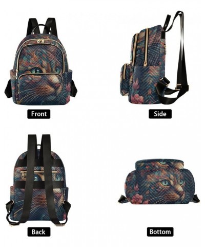 Medium Fashion Backpack for Women Ethnic Floral Cat Print Ladies Travel Daypack Aesthetic Shoulder Bag 10.2×5.1×12.5 IN $18.7...