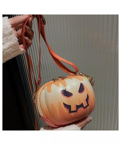 Novelty Cartoon Crossbody Purse Wide Adjustable Strap Halloween Gift Candy Bag Women Pumpkin Shoulder Bag Smirk $10.61 Should...