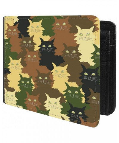 Unique Desige Pattern - Funny cats in camouflage colors, Slim Front Pocket Wallet Billfold RFID Blocking $9.59 Wallets