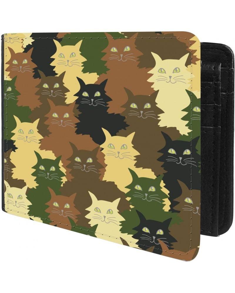 Unique Desige Pattern - Funny cats in camouflage colors, Slim Front Pocket Wallet Billfold RFID Blocking $9.59 Wallets