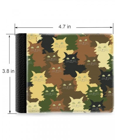 Unique Desige Pattern - Funny cats in camouflage colors, Slim Front Pocket Wallet Billfold RFID Blocking $9.59 Wallets