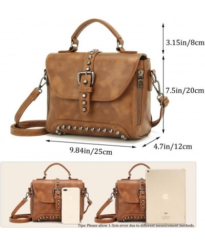 Segater® Women Vintage Rivet Saddle Shoulder Bag Crossbody Bag Sling Bag Satchel Grey $23.50 Satchels