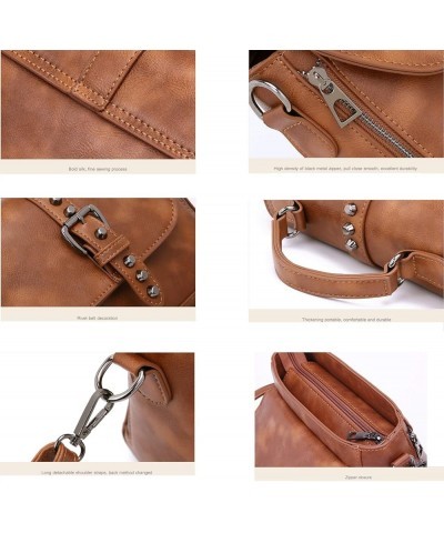 Segater® Women Vintage Rivet Saddle Shoulder Bag Crossbody Bag Sling Bag Satchel Grey $23.50 Satchels