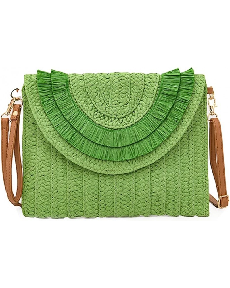 Straw Shoulder Bag for Women,Cute Beach Bag,Handmade Durable Straw Crossbody Bag,Woven Rattan Bag In Summer Green $15.33 Shou...