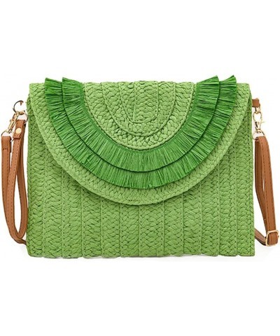 Straw Shoulder Bag for Women,Cute Beach Bag,Handmade Durable Straw Crossbody Bag,Woven Rattan Bag In Summer Green $15.33 Shou...