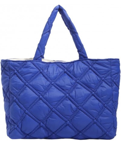 Puffer Tote Bag for Women Large Quilted Puffy Handbag Lightweight Winter Padded Shoulder Bag Down Padding Blue L $10.44 Totes