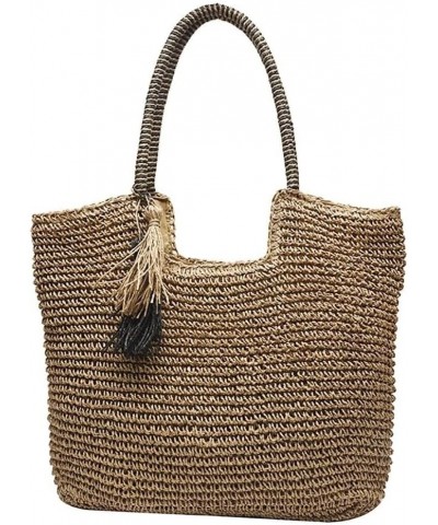 Large Woman Straw Beach Bag for Women Summer Large Woven Tote Bag Straw Shoulder Handbags with Tassels for Travel Vacation Br...