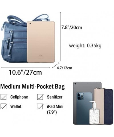 10 Pockets Crossbody Purses for Women Medium Pocketbooks Lightweight Ladies Satchel Bag Multi Pocket Shoulder Handbag Gray Bl...