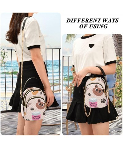 Cute Cat and Cat Paws Crossbody Bags for Women Small Shoulder with Detachable Straps, Shoulder Handbags for Ladies Cute Cats ...