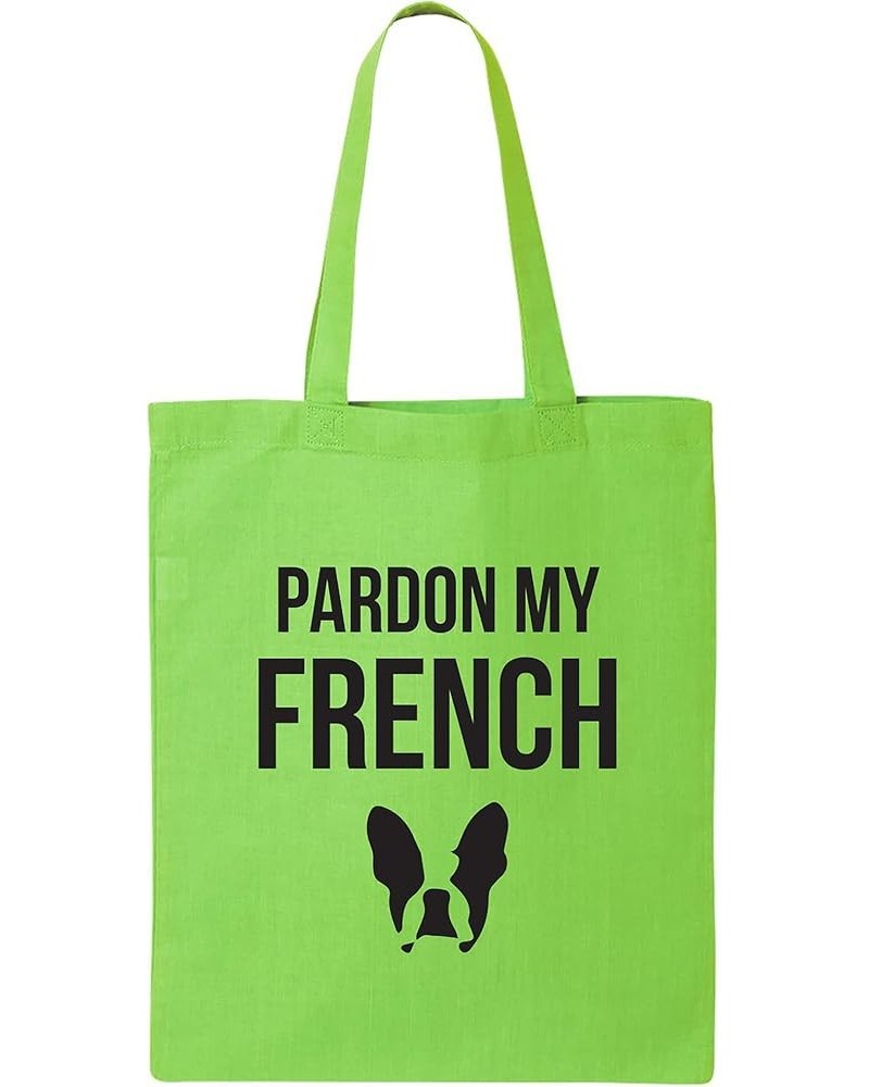 Pardon My French (Bulldog) Cotton Canvas Tote Bag Lime $11.12 Totes