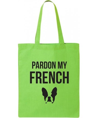 Pardon My French (Bulldog) Cotton Canvas Tote Bag Lime $11.12 Totes