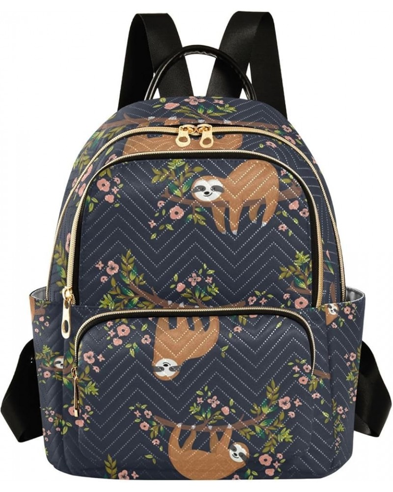 Women Backpack Sloth Pink Flower Anti-Theft Travel Backpack with Luggage Belt Lightweight Handbag Lady Purse Roomy Double Zip...