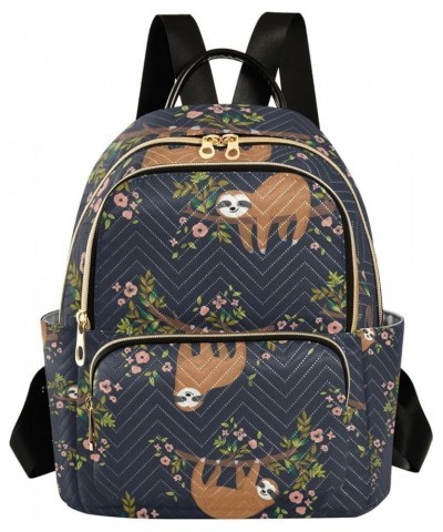 Women Backpack Sloth Pink Flower Anti-Theft Travel Backpack with Luggage Belt Lightweight Handbag Lady Purse Roomy Double Zip...