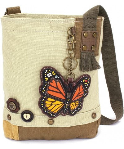 Patch Cross-Body Women Handbag, Sand Canvas Messenger Bag Monarch Butterfly - Sand $28.32 Crossbody Bags