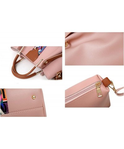 4pcs Hobo Tote and Purse Satchel for Women Top-handle Handbag PU Shoulder Bag Clutch Card Holder-Pink Black $27.26 Totes