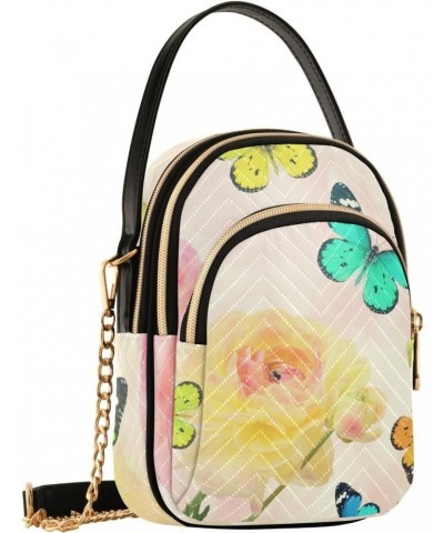 Flowers Butterflies Crossbody Bags for Women Crossbody Tote Bag Travel Passport Wallet Bag with Chain Strap for Women $12.74 ...