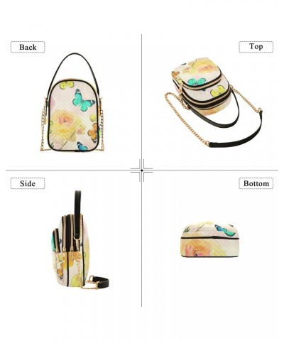 Flowers Butterflies Crossbody Bags for Women Crossbody Tote Bag Travel Passport Wallet Bag with Chain Strap for Women $12.74 ...