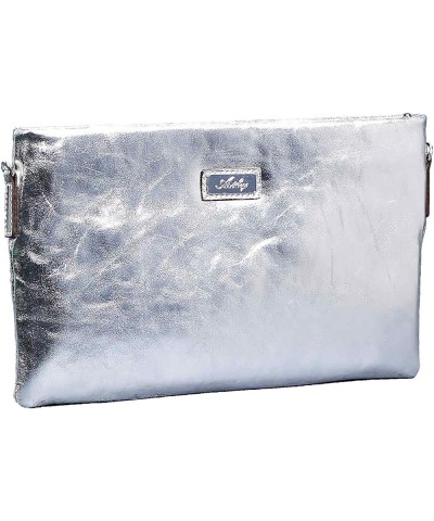 Stylish Calf Leather Crossbody Bag for Women | Handcrafted Handbag Clutch Purse | Made in Turkey Silver Color $53.60 Clutches