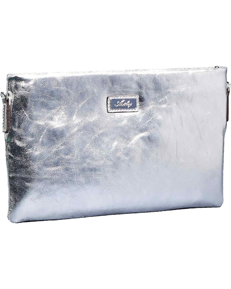 Stylish Calf Leather Crossbody Bag for Women | Handcrafted Handbag Clutch Purse | Made in Turkey Silver Color $53.60 Clutches