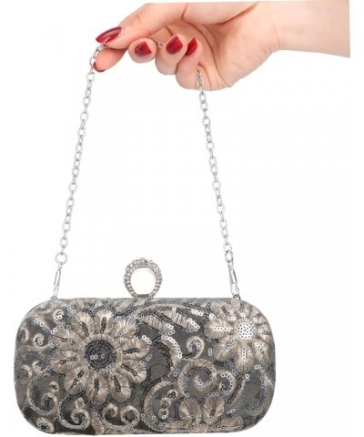 1pc Embroidered Evening Bag Evening Clutch Bag Banquet Lady Bag Banquet Clutch Bag Women Clutch Bag Grey $13.62 Evening Bags