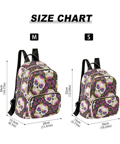 Day Of Dead Sugar Skull Small Backpack Purse for Women Travel Bag Fashion Daypack Back Pack Shoulder Bag Multicolor Medium $1...