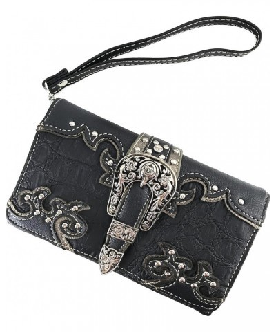 Concealed Carry Western Croc Buckle Duo Color Shoulder Handbag Purse Black Handbag and Wallet $34.93 Shoulder Bags