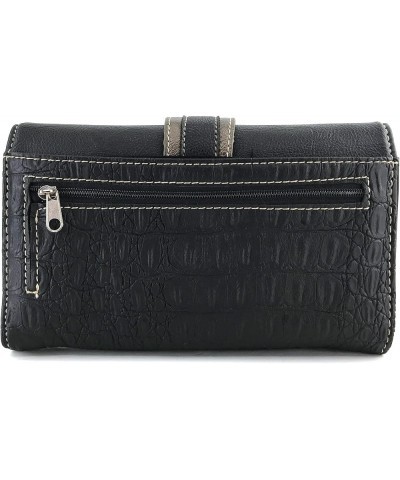 Concealed Carry Western Croc Buckle Duo Color Shoulder Handbag Purse Black Handbag and Wallet $34.93 Shoulder Bags