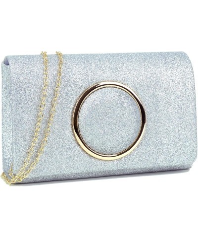 Womens Evening Bag Glitter Frosted Clutch Sparkle Wedding Cocktail Party Prom Purse Silver $7.64 Evening Bags