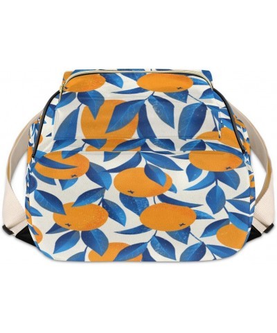 Orange Mini Backpack Purse for Women, Blue Leaves Small Backpack Leather Casual Daypacks Ladies Shoulder Bags $19.77 Backpacks