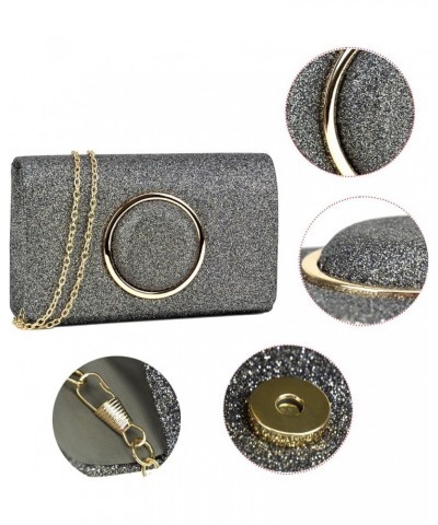 Womens Evening Bag Glitter Frosted Clutch Sparkle Wedding Cocktail Party Prom Purse Silver $7.64 Evening Bags